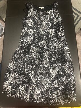 Dress Barn Black and White Floral Midi Dress